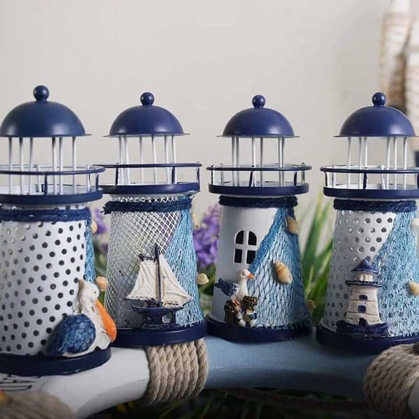 Vintage Creative Table Party Lighthouse Home Decor Candlestick Mediterranean Tower M250111