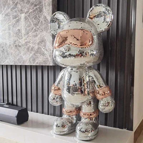 Garden Decorations 50cm large cool bear shaped disco mirror violent bear statue reflection gain sculpture living room decoration W250721