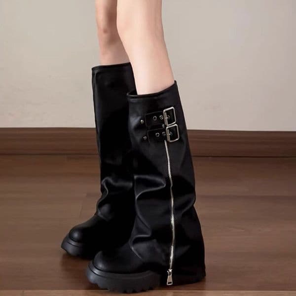 2024 New Autumn Collection Of Short For Women, Thick Soled But Not Over Knee Long Boots, Sponge Bottom Pants, Tube Knight Boots