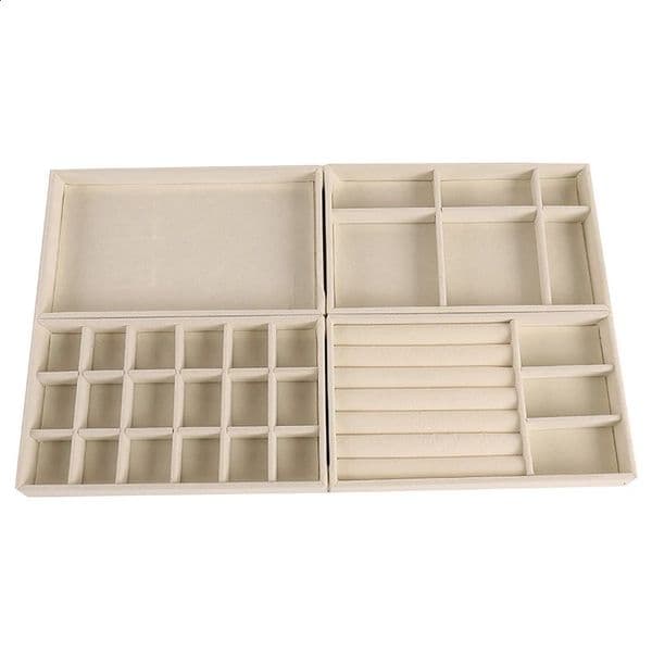 4pcs s Fashion Portable Velvet Jewelry Ring Jewelry Display Organizer Box Tray Holder Earring Jewelry Storage 250106