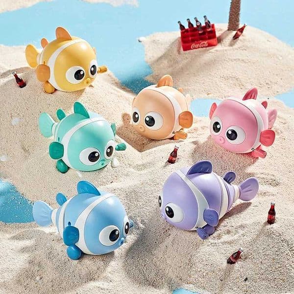 Cute chain clownfish windward driving toy cartoon small fish children swinging fish baby puzzle parents interactive children g W250113