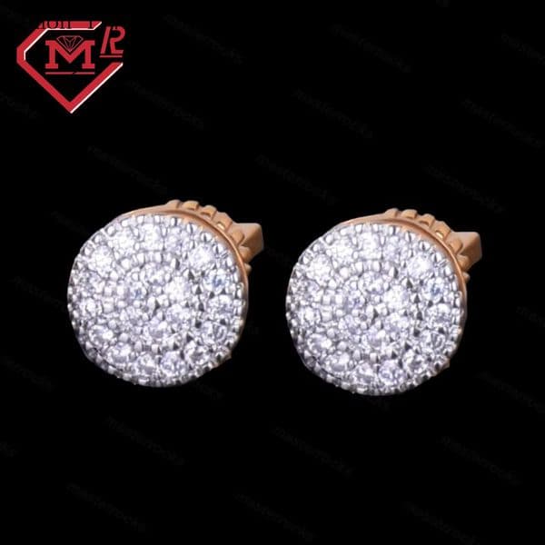 Hot Sale Sterg Sier Round Dia VVS Moissanite Iced Out Hip Hop Earrings For Men