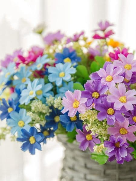Artificial Silk Flowers 28head Daisy Bunch Fake Flowers UV Resistant Shrubs Wedding Home Garden Outdoor Bouquet Decor