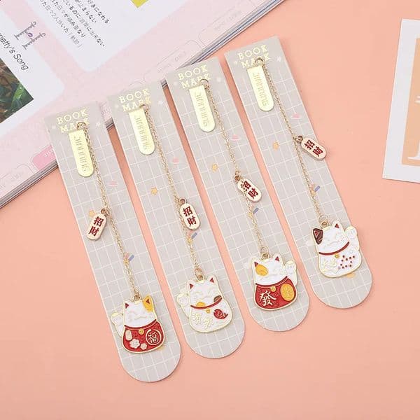 24 pcs/lot Creative Cat Metal Pendant Bookmark Cute Book Marks Paper Clip School Office Supplies wholesale 250107