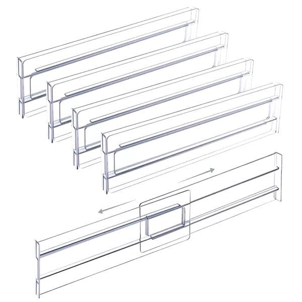 4Pcs Transparent Drawer Divider Adjustable Expandable Drawer Divider