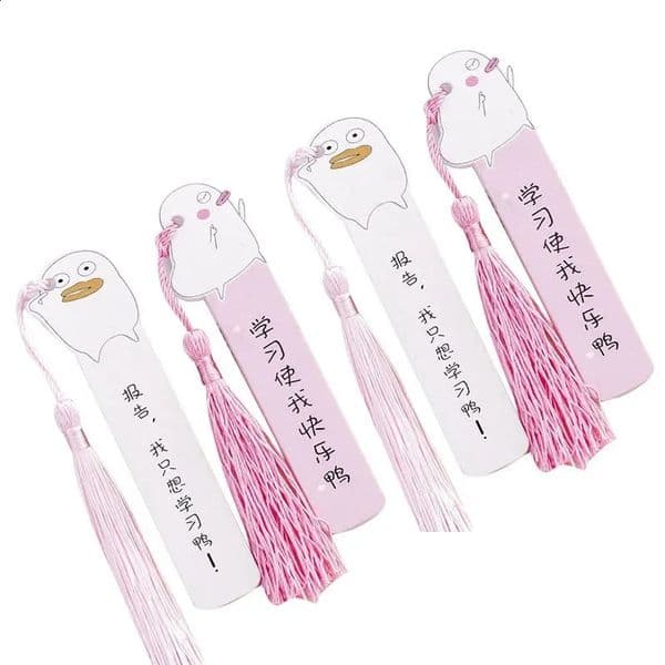 48 Pcs Cute Cartoon Wooden Bookmark Ruler Girl Heart Personality Creative Tassel Ruler Multifunctional Wooden Page Sign Clip 250107