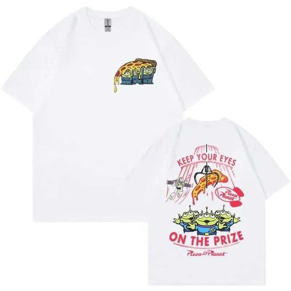 2026New Funny Pizza Planet Double Sided Graphic T-shirt Men Women Fashion R Cartoon T-shirts Casual 100% Cotton Short Sleeve T Shirt 26H0506