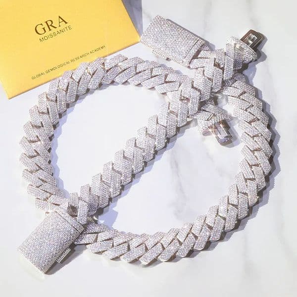 Moissanite bracelet Necklace Cuban chain s925 Rap hip-hop style Fashion punk full of diamonds Cuban chain