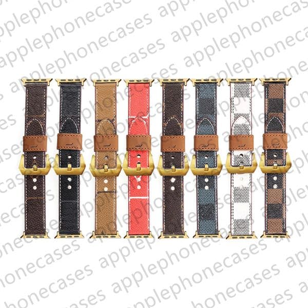 Designer Apple Watch Band For applewatch series 10 9 8 7 6 5 SE Ultra iwatch bands 38 40 41 42 44 45 46 49 mm s10 Gold Link Watch Strap Fashion Leather Monogram Wristband
