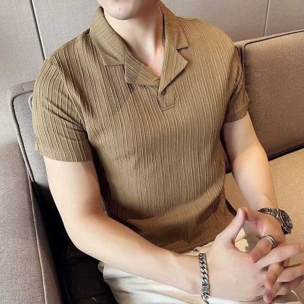 High end fashion intelligent casual British style polo shirt summer new short sleeved mens lapel button breathable thin top W250114