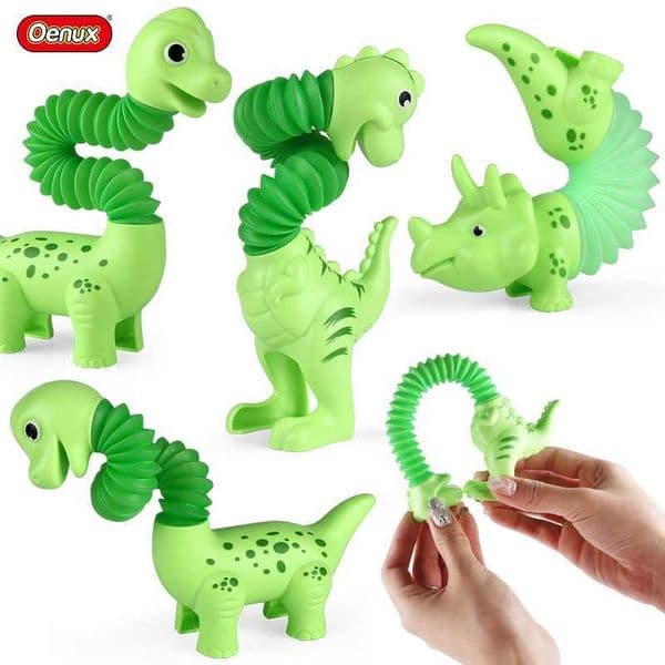 3PCS DIY Pop Tube Dinosaur Sensory Bendable Push It Decompression Pipe Anti-stress Fidget Tubes Autism ADHD Bellows Toy Kid Gift W250114