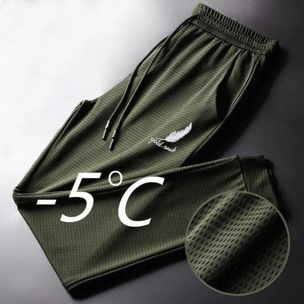 Summer Mens Ice Silk Pants Mesh Breathable Casual Thin Quick Dry Pants Loose Elastic Beam Feet Pants Sports Fitness Trousers 250113