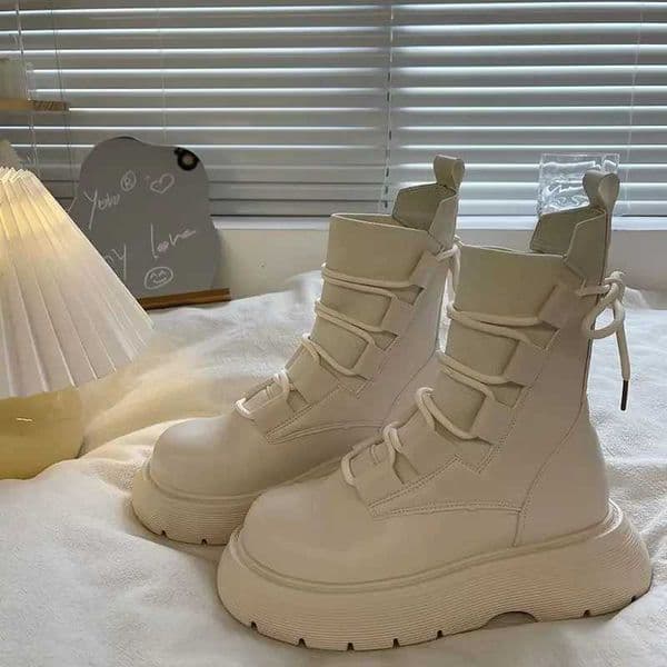 Doc winter shoes for women Spring and autumn thin thick soles n-slip foreign air skinny boots thin muffin thick heelXJ250115