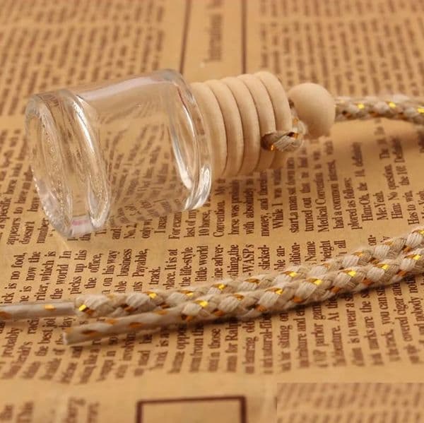 wholesale Essential Oils Diffusers Packing bottle Cylinder Car Pendant Per Bottle Glass Ornaments Empty Bottles Round Wooden Lid Air Freshener HHA