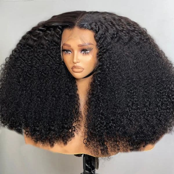 Brazilian Black Glueless Afro Wig Human Hair Ready To Wear Kinky Curly 13x6 HD Lace Frontal Wig Pre Plucked with Baby Hair for Women