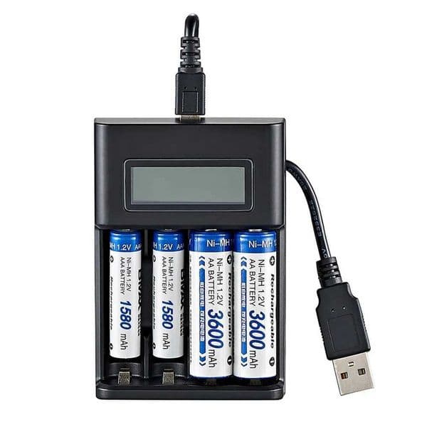 New Arrival 4 Slots Battery Charger with Indicator Smart LCD Display USB Charger For NI-MH /NI-CD AA AAA 1.2V Rechargeable Battery T250114