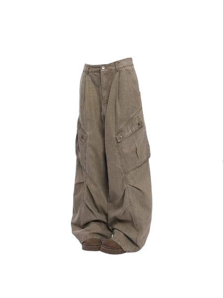 Womens Brown Y2k Cargo Jeans Baggy Harajuku 90s Aesthetic Denim Trousers Vintage Jean Pants Japanese 2000s Style Trashy Clothes 250109 S260428