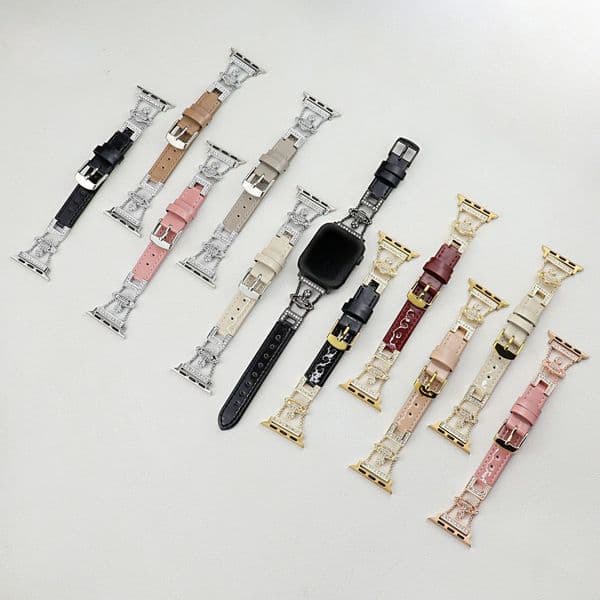 Diamond Leather Watch Straps for Apple Watch 38 40 41 42 44 45 46 49mm Luxury Designer Watch Straps Women Wristbands for iWatch S10 Ultra 9 8 7 6 5 4 63 2 1 SE iwatch Bracelet