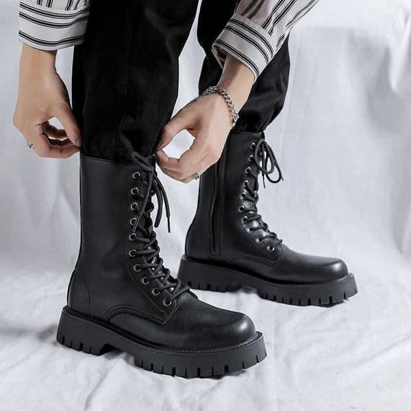 Luxury Brand Mens Boots High Top Designer Casual Shoes High Quality Leather Business Boots Outdoor Work Boots Hombre Male BotasXJ250115