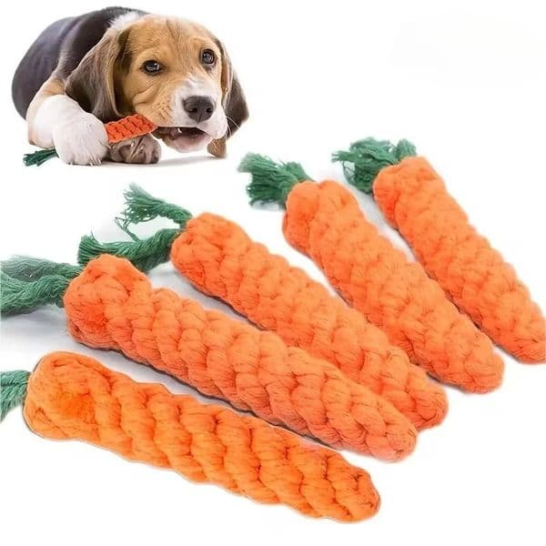 Pet Knot Toys For Dogs And Cats Carrot Shape Cotton Rope Toy Dog Puppy Kitten Chew Interactive 250115BJ