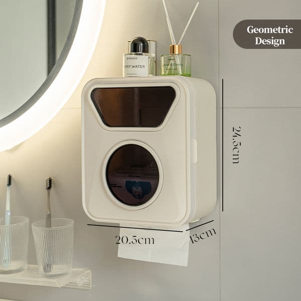 Modern Wall-mounted Tissue Box with Circular Design for Bathroom Use