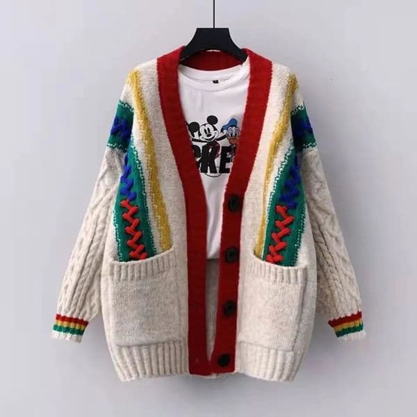 Knitted Ugly Christmas Sweater Knit Sweaters For Men Cardigan Couple Vintage Sweater Cardigans Coat Jacket y2k Mens Clothing 250113