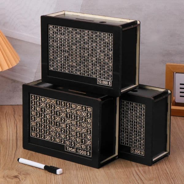 USD Black Reusable Piggy Bank With Money Goal Counter Piggy Bank DIY Saving Money Box For Helps The Habit Of Saving 250114