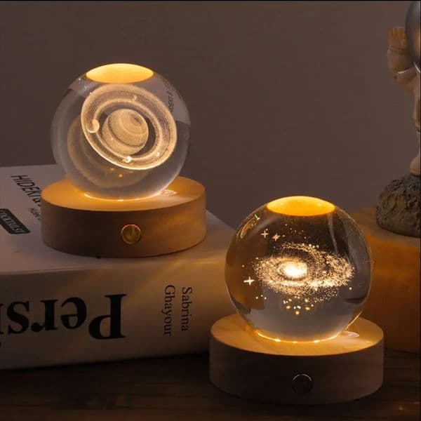 SALES Night Light USB Power Warm Bedroom Light Christmas Kids Gifts Crystal Ball with Base 3D Laser Engraved Sphere Ball 250113
