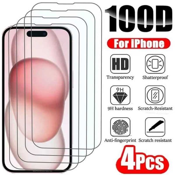 New Arrival 4PCS Tempered Glass for iPhone 16 15 14 13 12 11 Pro Max Screen Protector for iPhone X XR XS 7 8 SE 2020 2022 12 13 Mini Glass T250116