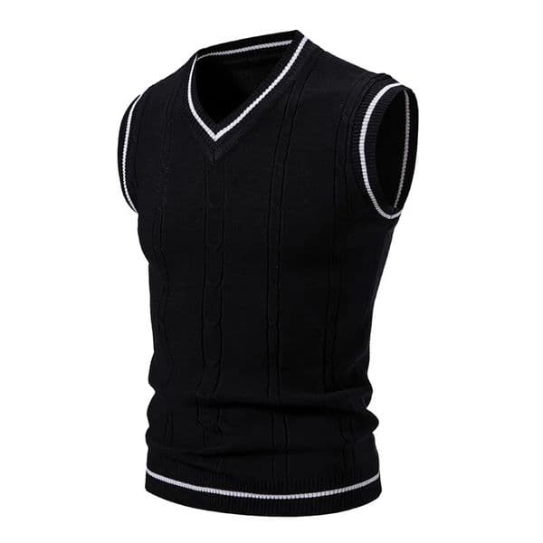 Autumn Winter Mens Knit Vests VNeck Sleeveless Slim Fit Knitted Pullovers Men Fashion Patchwork Smart Casual Sweater Vest Man 250114