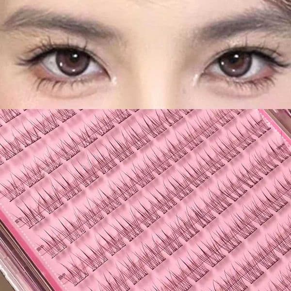 Designer Makeup Natural Faux Eyelashes: Self-Adhesive Individual Lash Clusters, Glue-Free, Lightweight For Daily Use, Easy Application Fake Eyelashes No palet