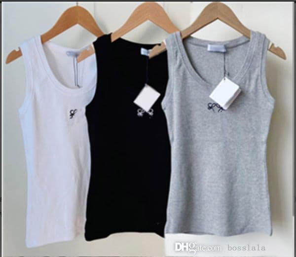 Cropped Top T Shirts Women Knits Tank Top Designer Embroidery Vest Sleeveless Breathable Knitted Pullover Womens Sport Tops Summer Short Slim