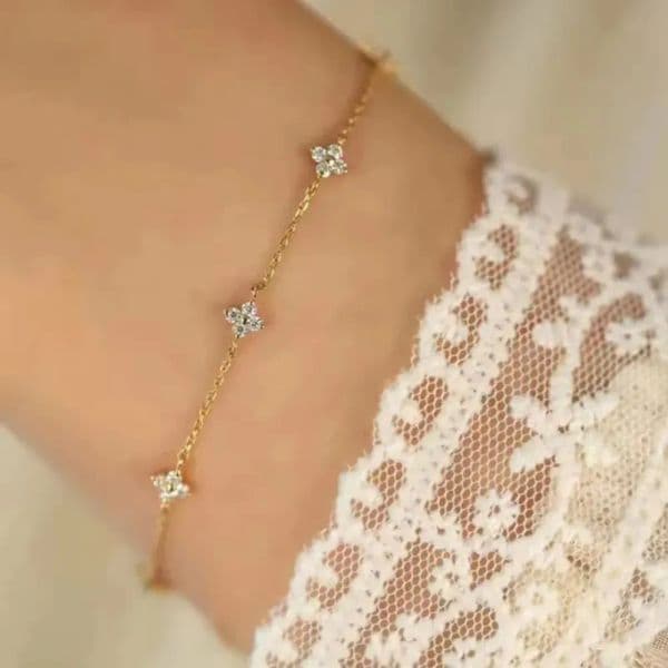 Dainty S Sterg Sier 14k Gold Plated Four leaf Clover Bracelet For Women Wholesale luxury designer bracelet bangle gold bracelet te343
