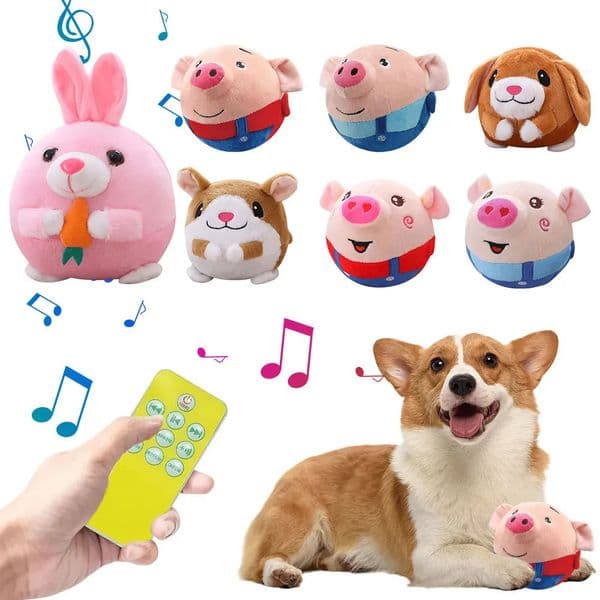 Cartoon Pig Active Moving Pet Plush Toy Washable Interactive Dog Toys Talking Ball for Dogs Cats 250115