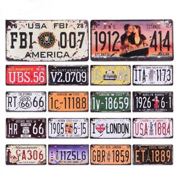 Vintage Route 66 Car Number License Plate Plaque Metal Tin Sign Poster For Workshop Bar Club Man Cave Garage Wall Home DecorXJ250116