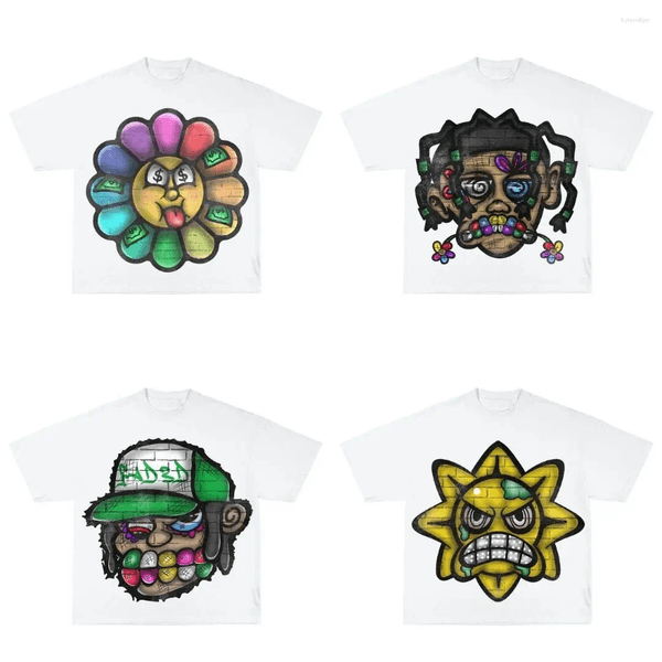 Designer Mens T Shirts Y2K Streetwear Big Head Cartoon Print Graphic T-shirts Oversized Women Casual Loose Harajuku Short Sleeve Black White Tee Clothes T260302
