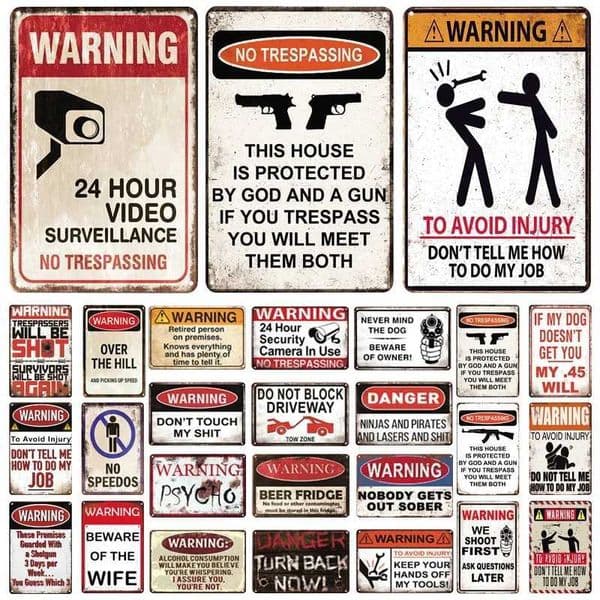 Retro Warning Metal Sign Danger Vintage Plaque Metal Caution Tin Poster Metal Plate for Garage Park Home Man Cave Wall DecorXJ250116