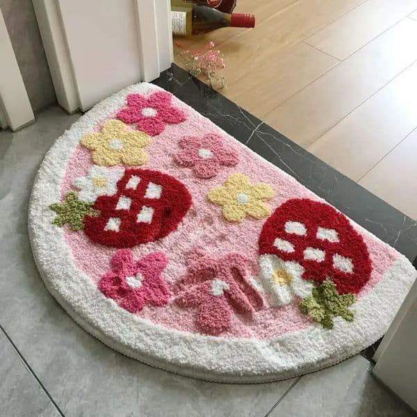 Fan Shaped Plush Carpet Non Slip Indoor Outdoor Home Decore Carpet Living Room Doormats Kitchen Bathroom Floor Washable Rugs 250115BJ