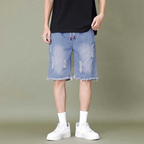 Man Denim Shorts Loose Half Graphic Bermuda Short Jeans Pants for Men Ripped Long Baggy Wide Popular Luxury Y2k Fashion DesignerXJ250117