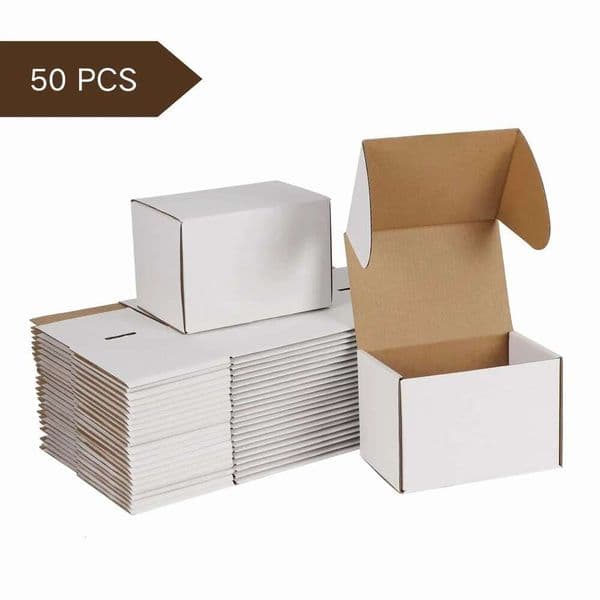 6X4x4 Shipping Boxes Set Of ,White Corrugated Cardboard Box For Maig Packing Gifts Small Business