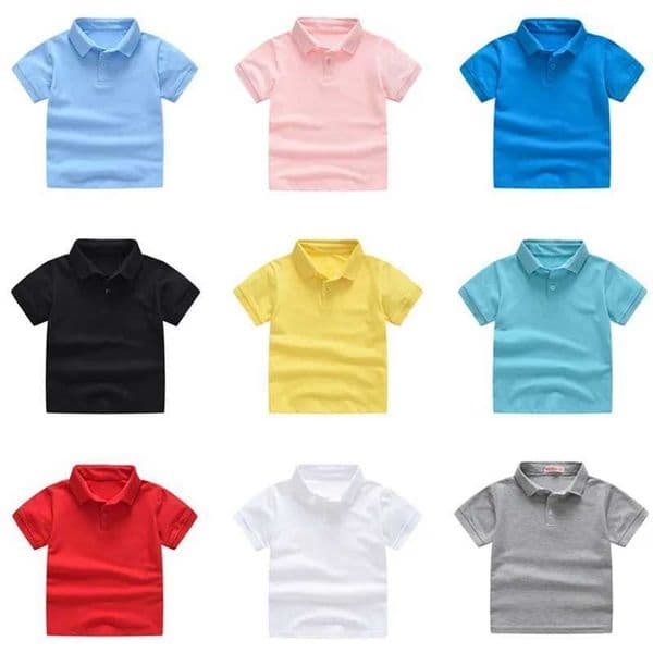 2026 New Designer Solid Baby Color Boys Girls Summer T-Shirts Quality Cotton Uniform Polo Kids Tops Tees Fashion Childrens Clothes Free Shipping