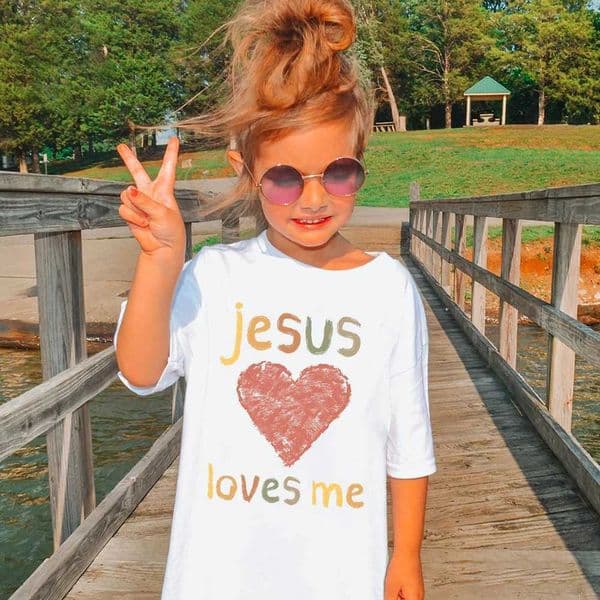 Jesus Loves Me Heart Print Kids Shirt Child Summer T-shirt Tops Boys Girls Short Sleeve Tshirt Outfit Funny Toddler Clothes Tee M250116