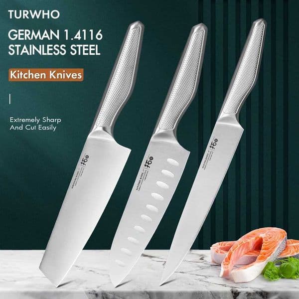 TURWHO Chef Knife German 1.4116 Stainless Steel Kitchen Knives Professional Vegetable Fish Meat Japanese Slicing Santoku KnifeXJ250117