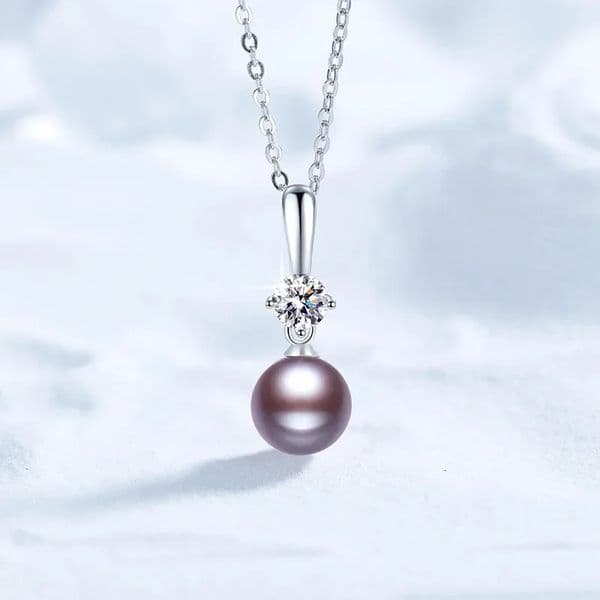 Purple Natural Freshwater Pearls 925 Sterling Silver 05ct D Color Pendant Necklace for Women Sparkling Jewelry 250109