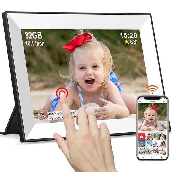 Frameo Digital Picture Frame WiFi Digital Photo with 10.1-inch 1280x800 IPS Touch Screen 32GB Auto Rotating Pohto/Video for Gift T250118