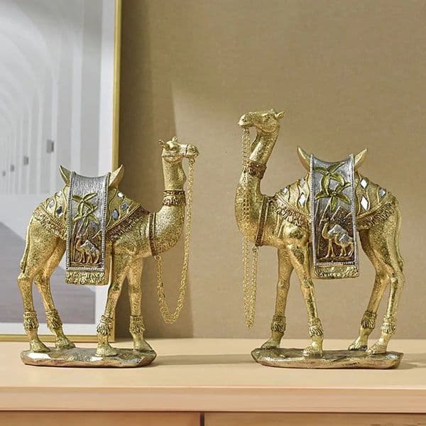 Turkish Resin Golden Camel Sculpture Feng Shui Figurines Home Decoration Ornament Accessories Interior Decor Office Living Room 250114