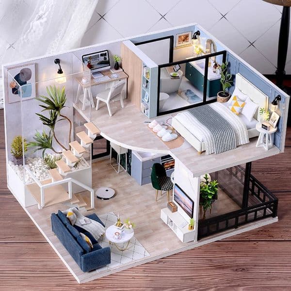 Doll House Kit 3D Wooden Mini Doll House Prefabricated Architecture with Furniture Set Toys Childrens Birthday Gifts DIY Handmade 3D Jigs 250110