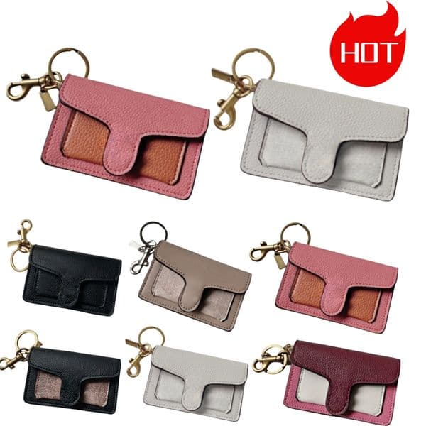 Designer wallet Leather women classic card holder with keychain black brown casual mens wallet designer small multi pocket