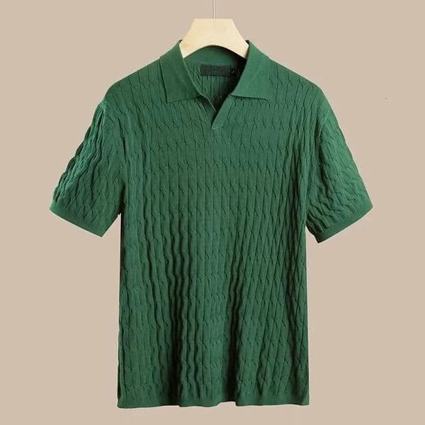 Men Short Sleeve Polo tShirts Slim Fit Knitted Shirts Man Breathable Business Casual Tops Comfortable t Shirt Clothes 250107ZBANJIA