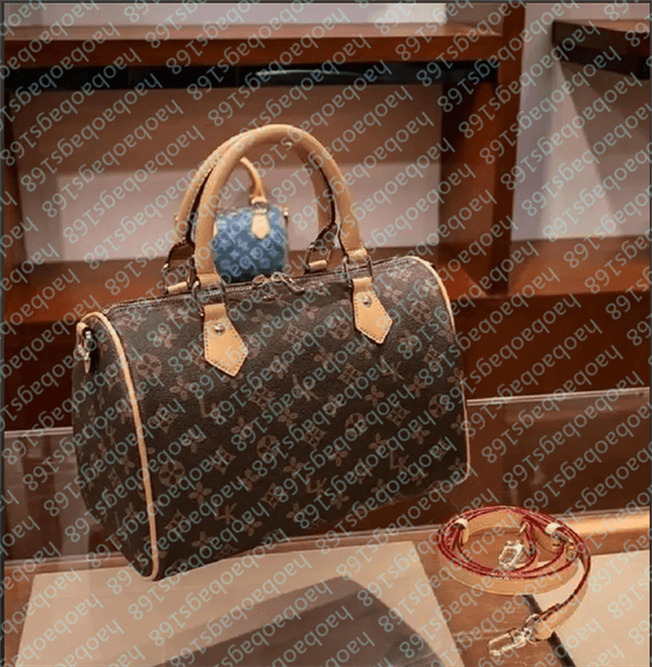 Hot 30cm travel bag with shoulder strap luxury tote handbag brown flower designer mens duffle bag cross body Leather Womens purse clutch bag